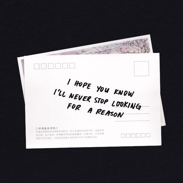 Looking for a Reason Postcard by Clandestine Letters